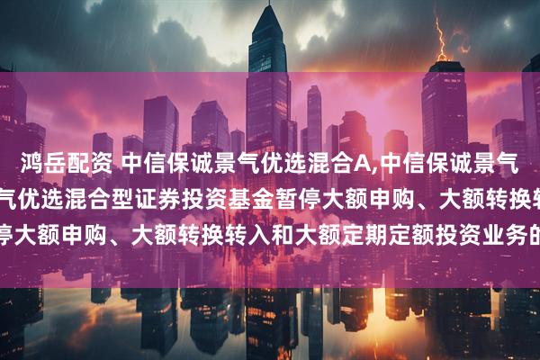 鸿岳配资 中信保诚景气优选混合A,中信保诚景气优选混合C: 中信保诚景气优选混合型证券投资基金暂停大额申购、大额转换转入和大额定期定额投资业务的公告